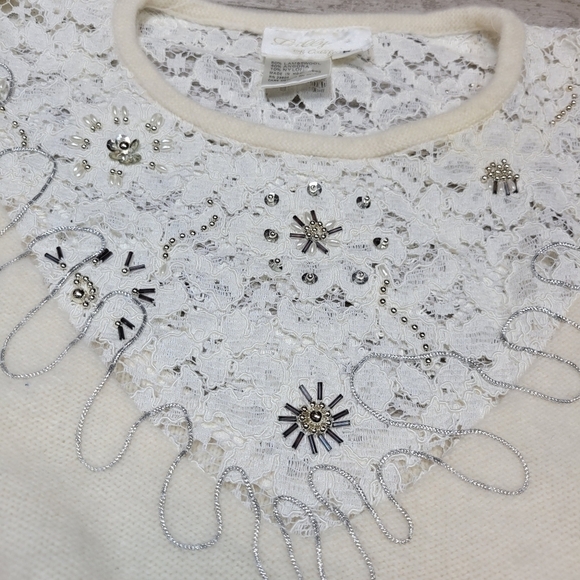 Lilly of California Vintage Cream Lace Sweater - Picture 4 of 8